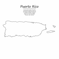 Simple outline map of Puerto Rico, silhouette in sketch line style
