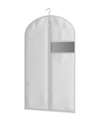 Blank Coat blazer foldover cover bag template, 3d render illustration.