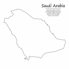 Simple outline map of Saudi Arabia, in sketch line style