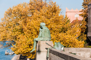 Basel, Altstadt, Helvetia, Stadt, Figur, Rhein, Rheinufer, Kleinbasel, Uferweg, Rheinbrücke,...
