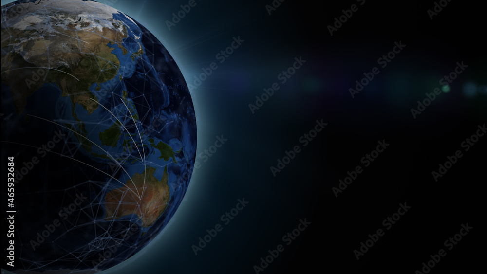 Poster digitalization global technology. earth digital network connected big data concept abstract backgrou
