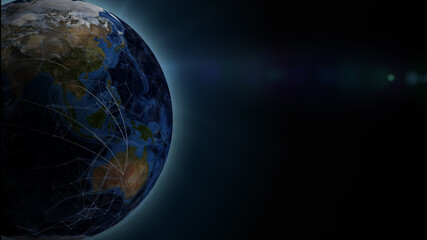 Digitalization global technology. Earth digital network connected big data concept abstract background 3d rendering