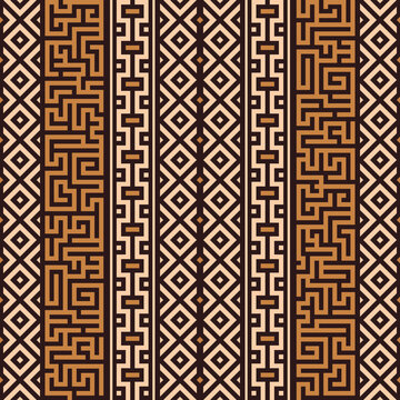 African Print Fabric. Vector Seamless Tribal Pattern. Traditional Ethnic Hand Drawn Ornament for your Design Cloth, Carpet, Rug, Wrap