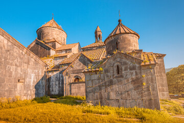Panoramic view of a picturesque Haghpat monastery complex in Lori region in Armenia. It is included in the UNESCO World Heritage List - obrazy, fototapety, plakaty
