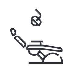 Line icon of a dental care. Dental chair symbol isolated