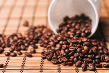 a cup of coffee Hot drink spilled grains caffeine pattern