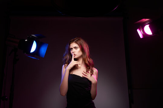 portrait of a woman attractive look model photography studio spotlight close-up