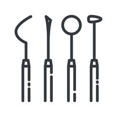 Line icon of a dental care. Healthcare symbol isolated