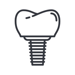 Line icon of a dental care. Implant symbol isolated