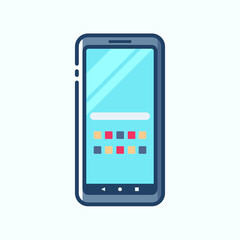 Smartphone, modern cell phone with home screen interface colored icon. Collection of electronic devices and gadgets icons. Vector stylish outline illustrations on light background.
