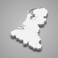 3d isometric map of Benelux region, isolated with shadow - obrazy, fototapety, plakaty