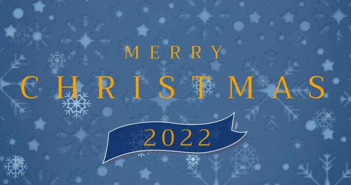 Animation of merry christmas text on blue background