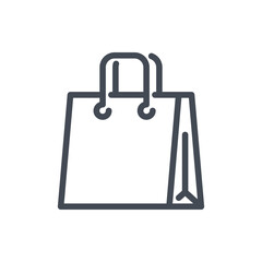 Shopping bag with handles line icon. Grocery bag vector outline sign.
