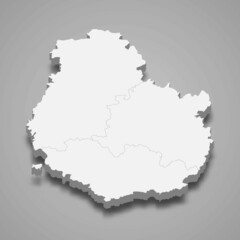 3d isometric map of Cote-d'Or is a department in France