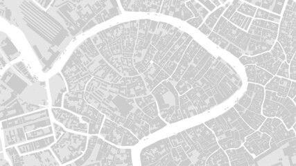White and light grey Venice City area vector background map, streets and water cartography illustration.