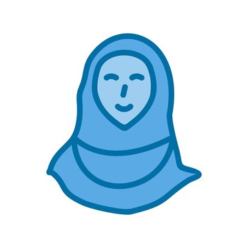 Muslim Woman Filled Blue Vector Icon Design
