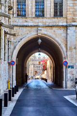 Fototapeta na wymiar Jerusalem, Israel - September 22, 2021:Armenian Quarter in old city of Jerusalem. simply strolling the narrow cobblestone lanes, soaking up the peaceful ambience