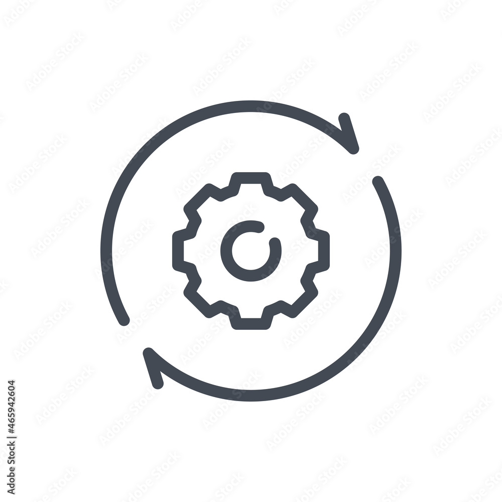 Poster operation process line icon. workflow efficiency vector outline sign.