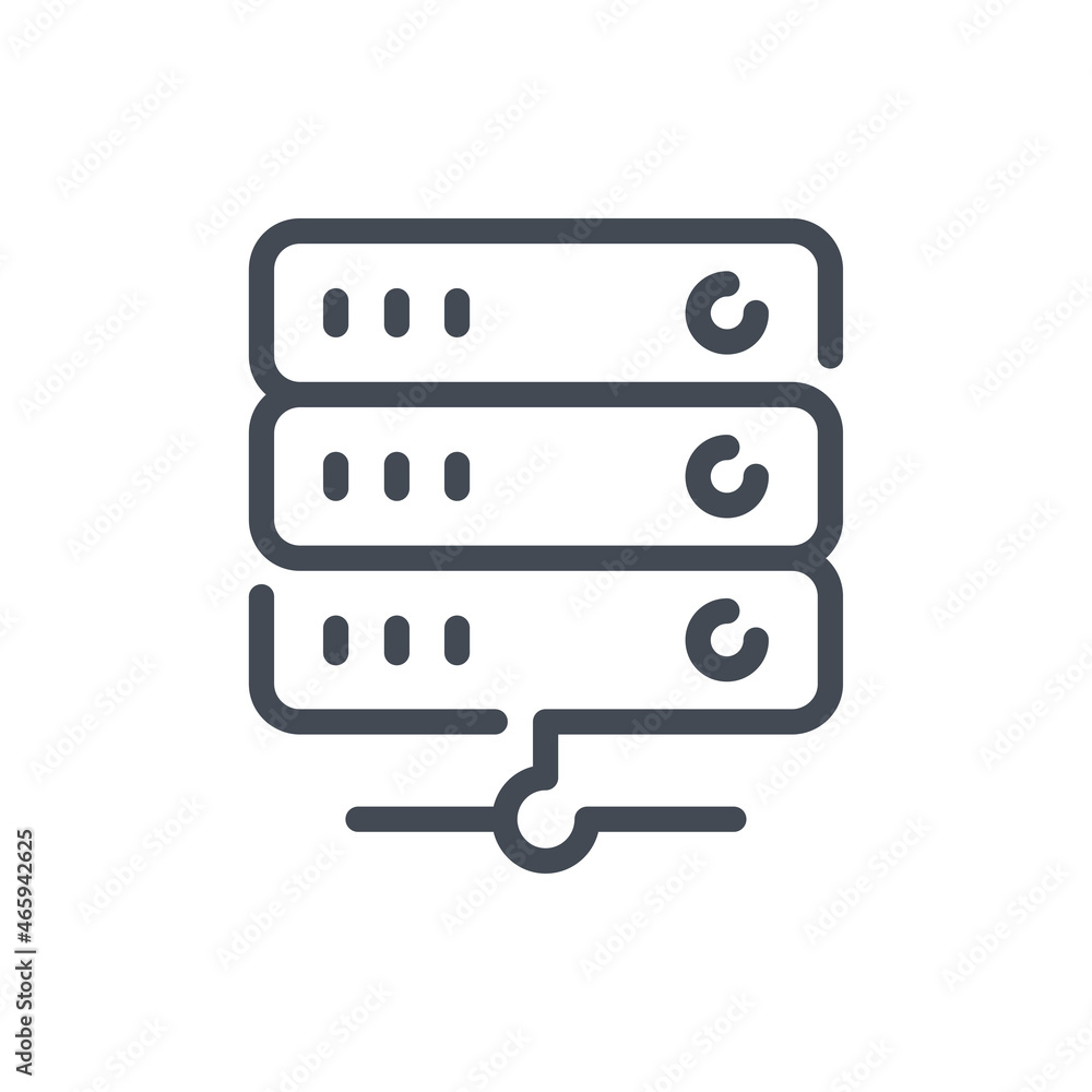 Poster server and database line icon. datacenter hardware vector outline sign.