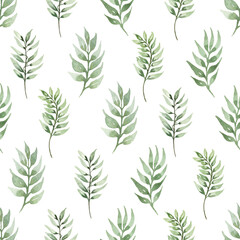 Greenery Seamless Pattern, Watercolor Floral branch paper, nature botanical leaves repeat pattern for fabric, printing design, scrapbook paper