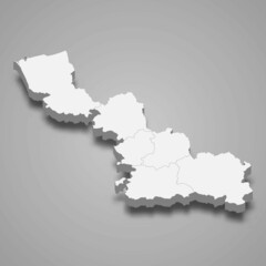 3d isometric map of Nord is a department in France