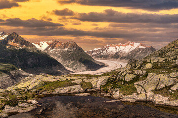 Landscape near Bettmeralp with Aletsch Glacier