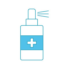Fototapeta premium Antibacterial antiseptic for hand washing. Sticker. Spray. Information label, disinfectant. Medical alcohol sprays liquid. Prevention of the spread of bacteria and infection. Vector image.