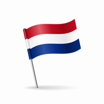 Dutch flag map pointer layout. Vector illustration.