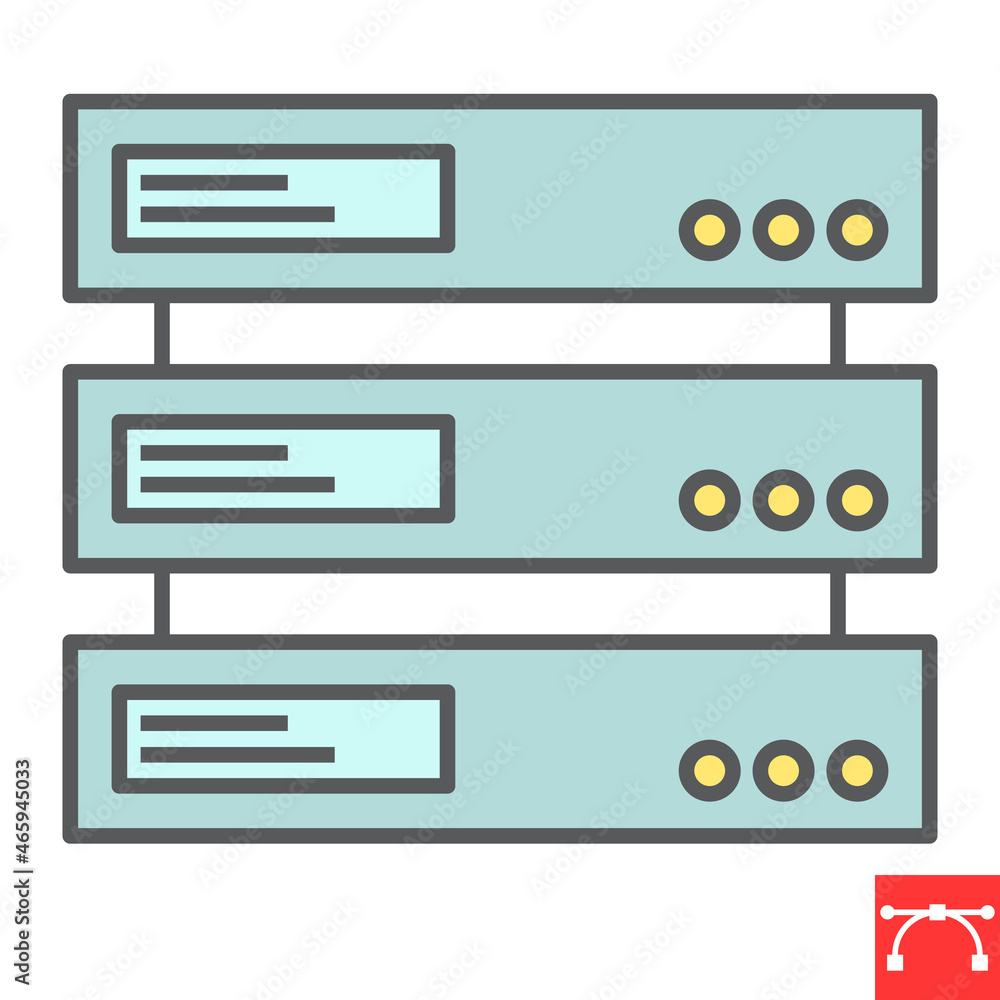 Poster data server color line icon, database and hosting, computer server vector icon, vector graphics, edi