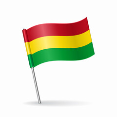 Bolivian flag map pointer layout. Vector illustration.