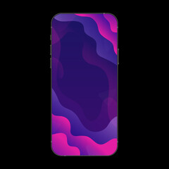 Realistic smartphone mockup with blue and pink gradient background. Vector mobile template. Vector illustration