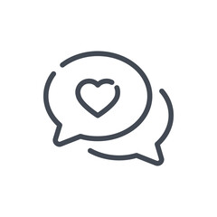 Chat bubbles with heart line icon. Love talk vector outline sign.