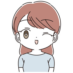 ウインクする女性　上半身アップ