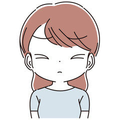 困っている女性　上半身アップ