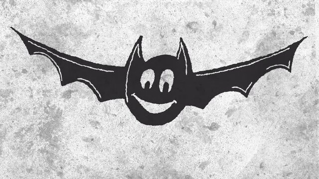 Animation of halloween bat over moving white and grey background