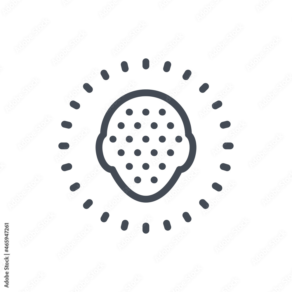 Aufkleber 360 degree face identification line icon. biometric scan and face scanning vector outline sign.