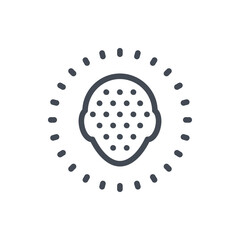 360 degree face identification line icon. Biometric scan and face scanning vector outline sign.