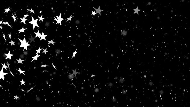 Animation of christmas stars falling over black background