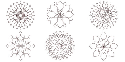 Geometric logo template. Round arabic ornamental symbols. Colored mandala  illustration.