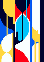 Fototapeta premium Poster with abstract hourglasses. Placard design in flat style.