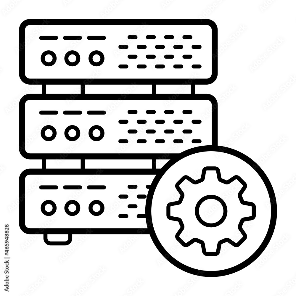 Aufkleber server setup and management concept, remote administration vector icon design, big data symbol, busi