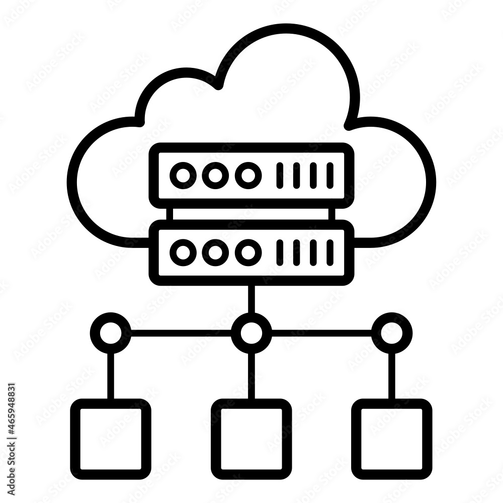 Aufkleber cloud computer with their nodes concept, remote storage devices vector icon design, big data symbol,