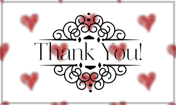 Thank You Card. Hand Written Lettering for Title, Heading, Photo Overlay, Wedding Invitation, Thank You Message.