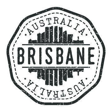 Brisbane QLD, Australia Stamp Skyline Postmark. Silhouette Postal Passport. City Round Vector Icon. Vintage Postage Design.