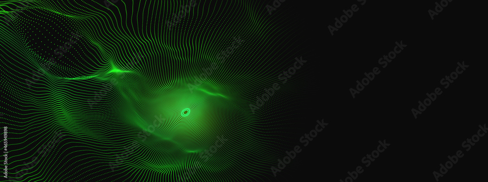 Aufkleber Radial waves in cyber space. Digital information field, peer-to-peer Internet, secure data array. 3d illustration of abstract tech background