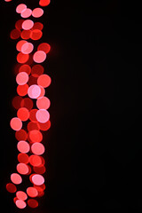 Christmas background. Background with christmas lights. Flat view, top view, copy space. Bokeh lights