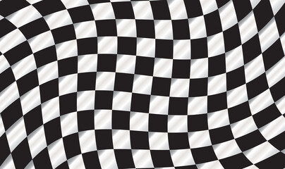 Checkered texture 3d background. Checkered wave black white background for sport race championship and business finish success. For cover, poster, website backgrounds or advertising. Vector EPS10
