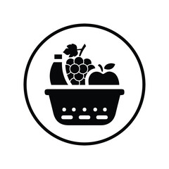 Healthy, nutrition, fruit, vegetable icon. Rounded black vector design..
