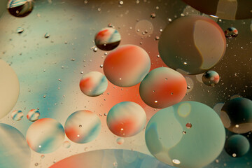 Oil bubbles in water. Macro shot.
Abstraction- balls, circles, design.