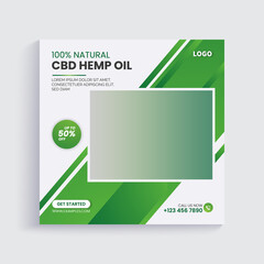 Cbd hemp oil Instagram and social media post banner template 